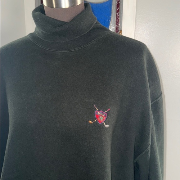 Polo Golf Vintage Hunter Green Turtleneck Sweatshirt SZ XL - Picture 2 of 7